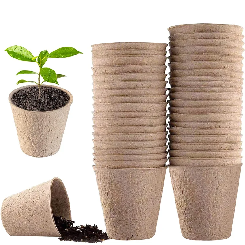 Peat Pellet Tray - 50 Unidades Vasos Redondos de Turfa